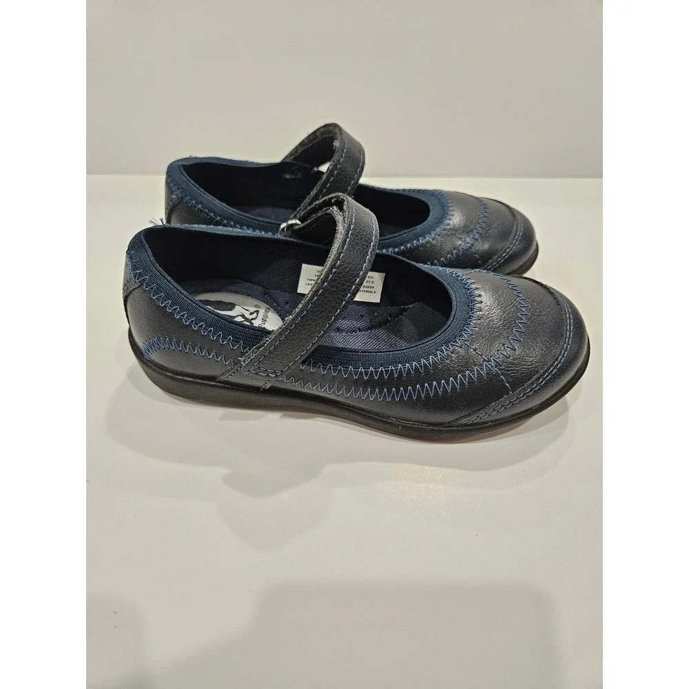 Hush Puppies Kids Navy Blue Leather Mary Jane Flats Memory Size 10W‎